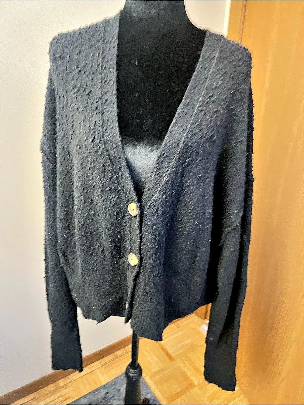Black Button-Front Cardigan
